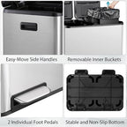 SUPER DEAL Kitchen Trash Can 16 Gallon 60L Dual Stainless Steel Garbage and - Image 4