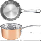 Mini Sauce Pan with Lid, Tri-Ply Stainless Steel Pot with Stay-Cool Handle & - Image 2