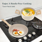M MELENTA Pots and Pans Set Non Stick, Non Toxic Induction Kitchen Cookware Sets - Image 7