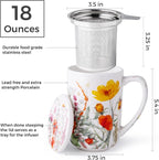 AmorArc Porcelain Tea Mug with Infuser and Lids, 18 Oz Large Cup Strainer with - Image 3