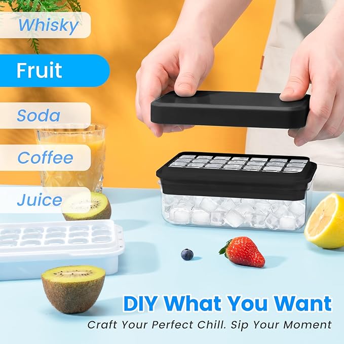PHINOX Ice Cube Tray with Lid and Bin, 3 Pack Plastic Ice Cube Tray Molds - Image 4