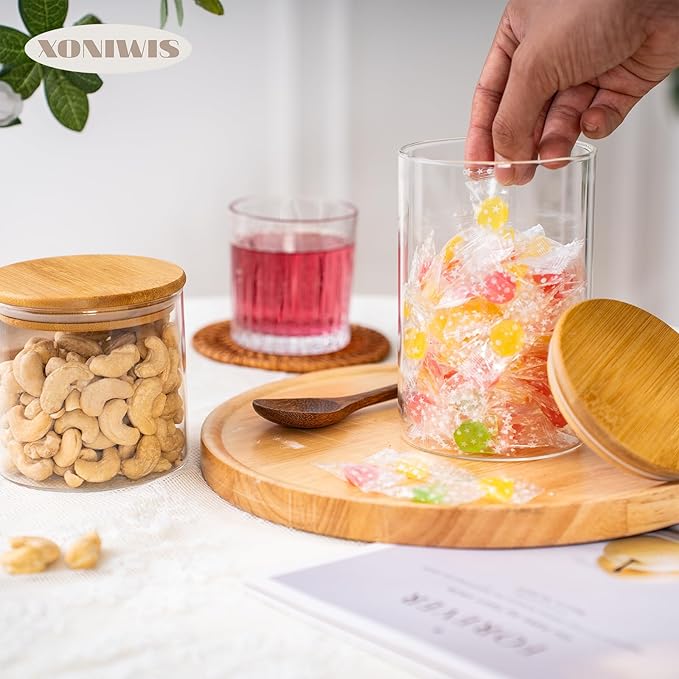 25oz 6PCS Round Airtight Glass Food Storage Jars, Stackable Spice Jar, Kitchen - Image 8