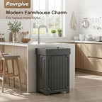 Povrgive Wood Trash Can Cabinet, 13 Gallon Hidden Kitchen Garbage Can - Image 6