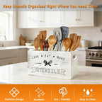 Large and Durable Retro White Wooden Kitchen Utensil Holder - Image 4