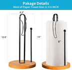 Wood Paper Towel Holder Countertop, TONLEA Kitchen Paper Towel Holder - Image 2