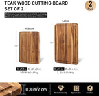 2 Pack Teak Cutting Board for Kitchen Wooden Chopping Board Charcuterie Board - Image 3