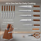 Kitchen Knife Sets With Block, Piklohas 15 Pieces Knife Sets With Magnetic - Image 7