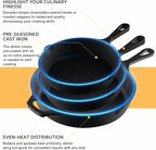 EWFEN Cast Iron Skillet 3-Piece Set, Heavy-Duty Professional Restaurant Chef - Image 7