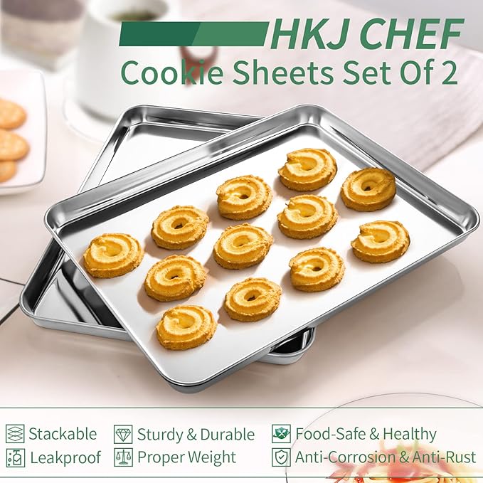 Baking Sheets Set of 2, HKJ Chef Cookie Sheets 2 Pieces & Stainless Steel - Image 5