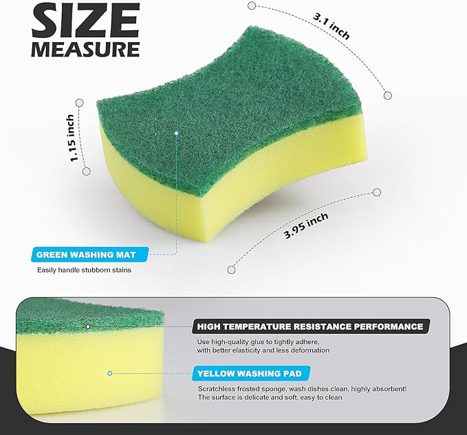 300 Pack Kitchen Cleaning Sponges, Eco Non-Scratch - Image 3