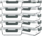KOMUEE 10 Packs 30 oz Glass Meal Prep Containers, Glass Food Storage Containers by KOMUEEUS
