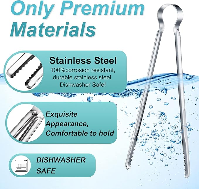 Chengu 3 Pieces 8.7 Inch, 11.7inch Kitchen Tongs Set Stainless Steel Tongs - Image 3