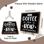 Coffee Bar Decor Sign, Rustic Wooden Plaque - Image 2