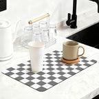 16" x 24" Checkered Dish Drying Mat by Unknown