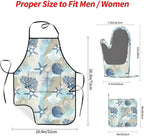 Nautical Coastal Oven Mitts Pot Holders Cooking Apron Set of 5 Silicone - Image 2