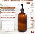 GMISUN Amber Glass Soap Dispenser, 2 Pack Bathroom Hand Soap Dispensers - Image 3