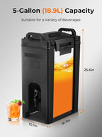 Insulated Beverage Dispenser 5 Gal, Commercial Hot/Cold Drink Dispenser - Image 3