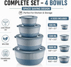 Mixing Bowls with Lids, 8-Piece Airtight Leak-Proof Nesting BPA-Free Bowl Set - Image 5