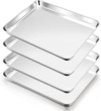 E-far Cookie Sheets Set of 4, 18”x13” Stainless Steel Baking Sheet Pans by E-far