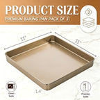 Dicunoy 3 Pack Baking Sheet Pans 11 Inches x 11 Inches, Nonstick Square Baking - Image 2