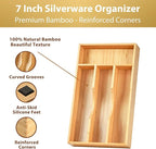 Umilife Bamboo Kitchen Drawer Organizer, 7 Inch Silverware Utensils Tray Holder - Image 2