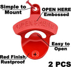Red Beer Bottle Opener Wall Mounted, Stainless Cooler Mount Soda Cap Opener - Image 2