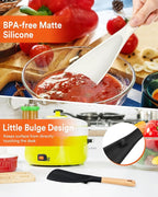 Cooking Spoon for Nonstick Cookwares, Wood Handle Spoon for Mixing, and Scrape - Image 5