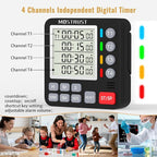 Digital Dual Kitchen Timer, 4 Channels Independent Countdown Timer, Large - Image 2