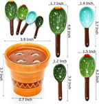 Coloch 5Pcs Ceramic Measuring Spoons in Pot, Cactus Shape Baking Measuring - Image 2
