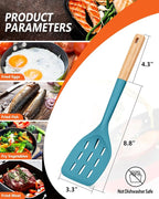 Pack of 2 Silicone Spatula, Non Stick Cooking Utensil Set Wooden Handle Kitchen - Image 2
