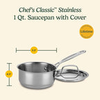 Cuisinart 1 Quart Saucepan w/Cover, Chef's Classic Stainless Steel Cookware - Image 3