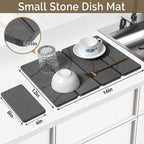 Small Stone Dish Drying Mat for Kitchen Counter, Foldable Water Absorbing - Image 2