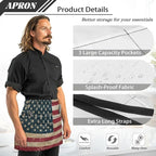 Server Apron with 3 Pockets, Waterproof Oil Waitress Waiter Half Apron - Image 7