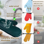 Silicone Oven Mitts-13.6 in Extended Oven Mitts Heat Resistant 500F, Oven Gloves - Image 2
