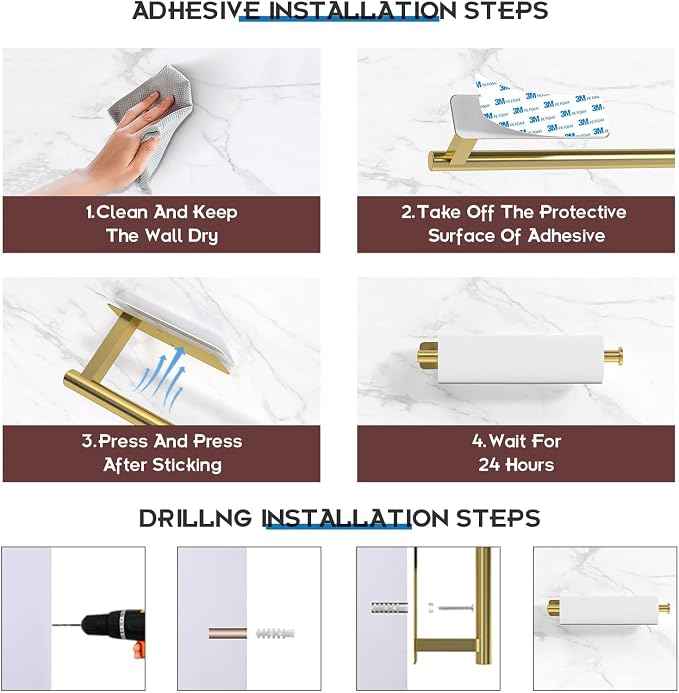 ASTOFLI Paper Towel Holder Under Cabinet No Drilling, Self Adhesive Paper Towel - Image 5