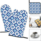 Blue Evil Eyes Oven Mitts and Pot Holders Sets of 3 Funny Hot Pads Heat - Image 3
