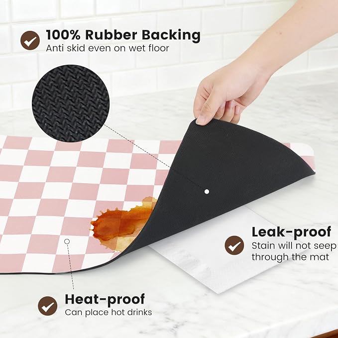 12" x 20" Checkered Dish Drying Mat - Image 4
