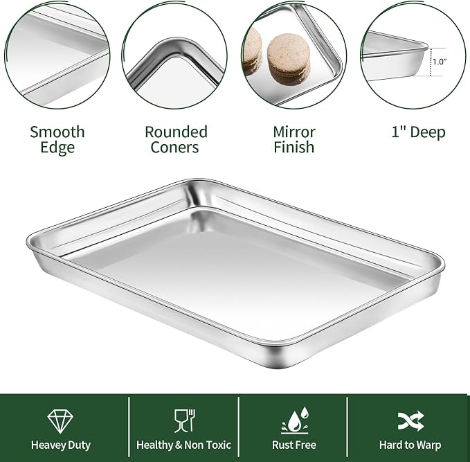 Baking Sheet with Cooling Rack Set, CEKEE Stainless Steel Non Stick Small - Image 3
