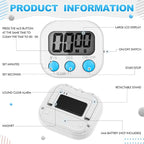 Xuhal 12 Pieces Digital Kitchen Timer Bulk, Small Magnetic Timers - Image 4