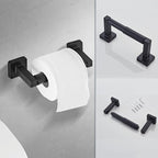 Matte Black Bathroom Hardware Set 4 Pieces, Towel Bar Set Stainless Steel Wall - Image 4