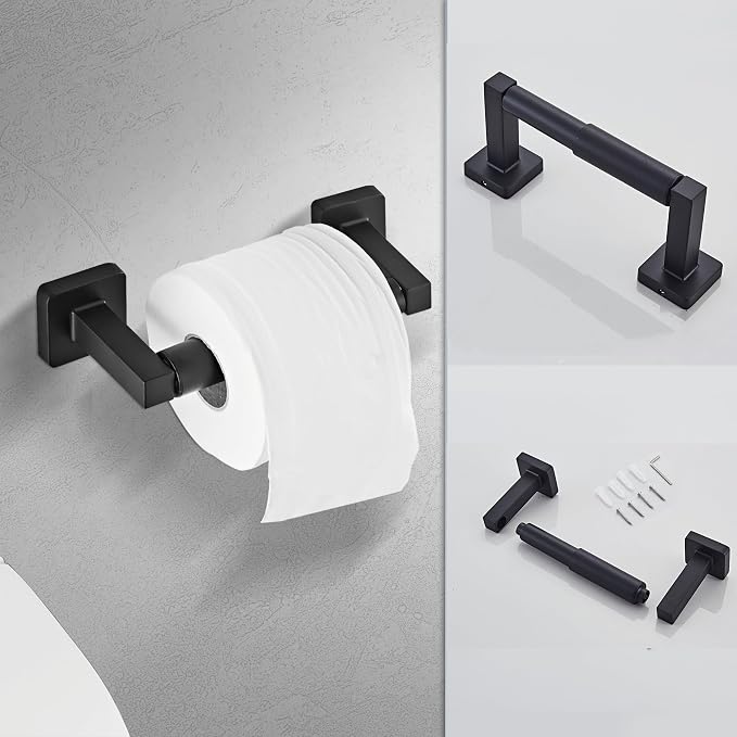 Matte Black Bathroom Hardware Set 8 Pieces, Towel Bar Set Stainless Steel Wall - Image 6