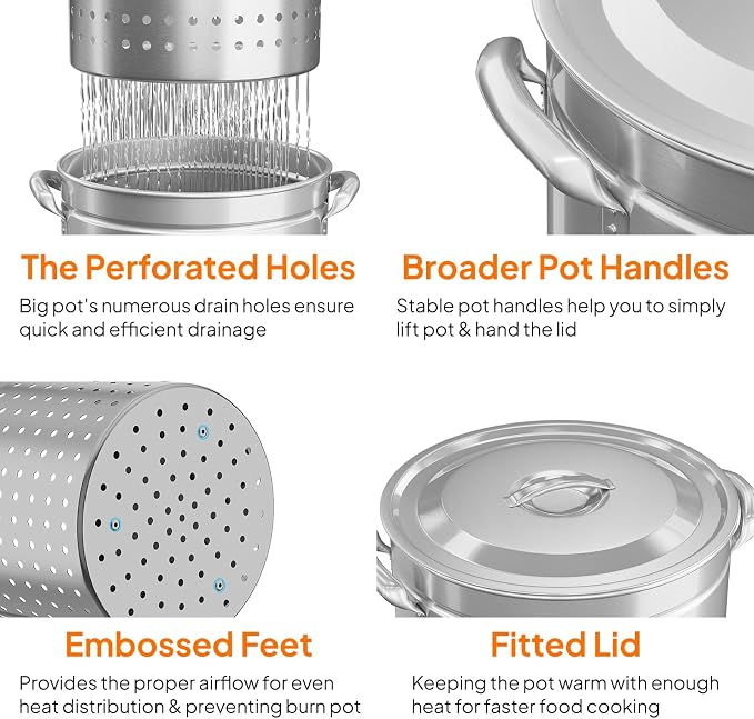 ROVSUN 50-Quart Stainless Steel Turkey Fryer & Seafood Boil Pot - Image 3
