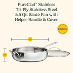 Cuisinart PureClad™ Triple Ply Stainless Steel 5.5 Qt. Saute Pan w/Cover - Image 9