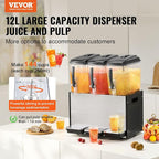 VEVOR Commercial Beverage Dispenser, 3 Tanks 12 L / 12.7 QT Per Tank Juice - Image 2