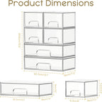 Criusia Stackable Storage Drawers, 6 Pack Clear Plastic Makeup & Bathroom - Image 2
