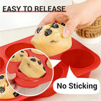 CAKETIME Silicone Jumbo Muffin Pan 3 Pack 6 Cup 3.5 Inch Large Muffin Tin Non - Image 5