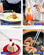 4 Pcs Fine Long Tweezer Tongs Professional Silver, Sea food and BBQ - Image 5