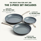 GreenPan Lima Hard Anodized 8" 10" & 12" Frying Pan Skillet Set, Ceramic - Image 3