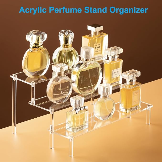 HENABLE Large Acrylic Display Risers, Perfume Stand Organizer, Tabletop Use - Image 2