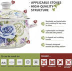 Enamel Stockpot with Lid, 2.5 Quart Retro Cooking Pot, Vintage Floral Stew Bean - Image 2